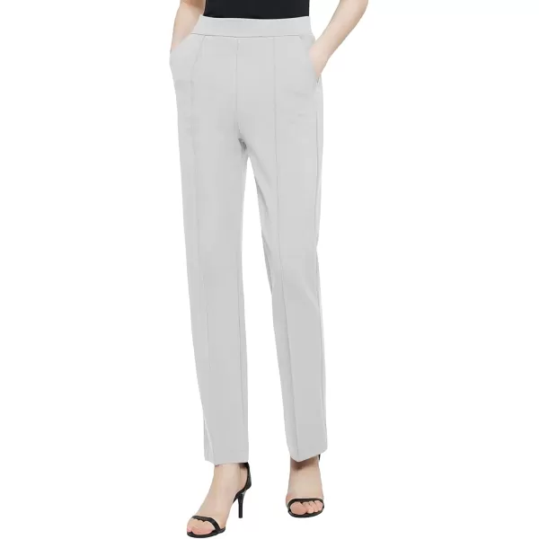Urban CoCo Womens Yoga Dress Pants Stretchy Casual Slacks Straight Leg Work Pants with PocketsLight Grey