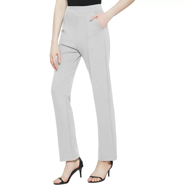 Urban CoCo Womens Yoga Dress Pants Stretchy Casual Slacks Straight Leg Work Pants with PocketsLight Grey