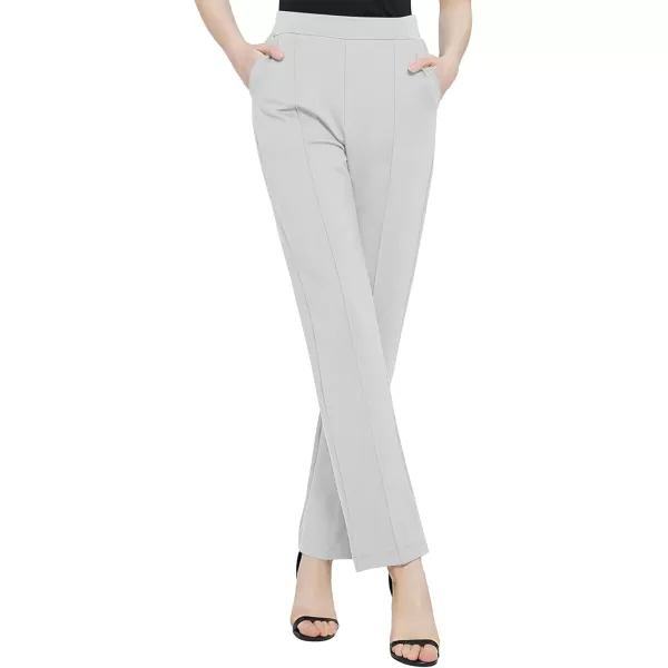 Urban CoCo Womens Yoga Dress Pants Stretchy Casual Slacks Straight Leg Work Pants with PocketsLight Grey