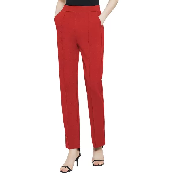 Urban CoCo Womens Yoga Dress Pants Stretchy Casual Slacks Straight Leg Work Pants with PocketsRed