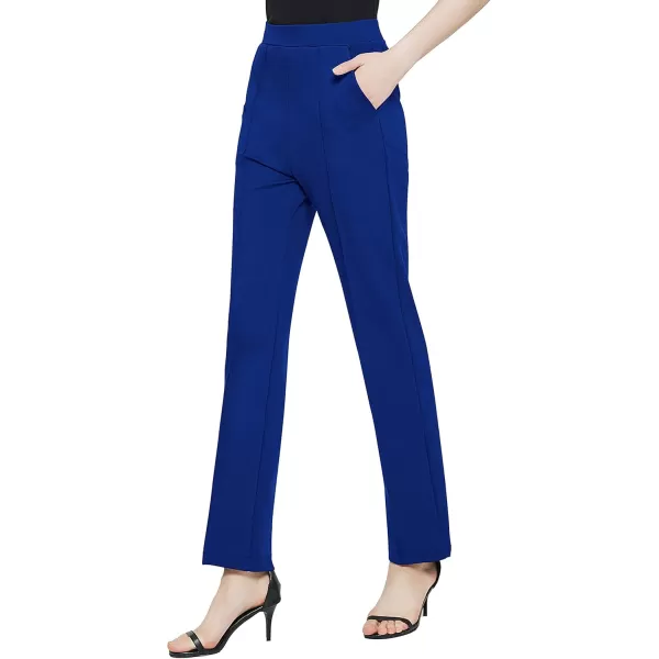 Urban CoCo Womens Yoga Dress Pants Stretchy Casual Slacks Straight Leg Work Pants with PocketsRoyal Blue