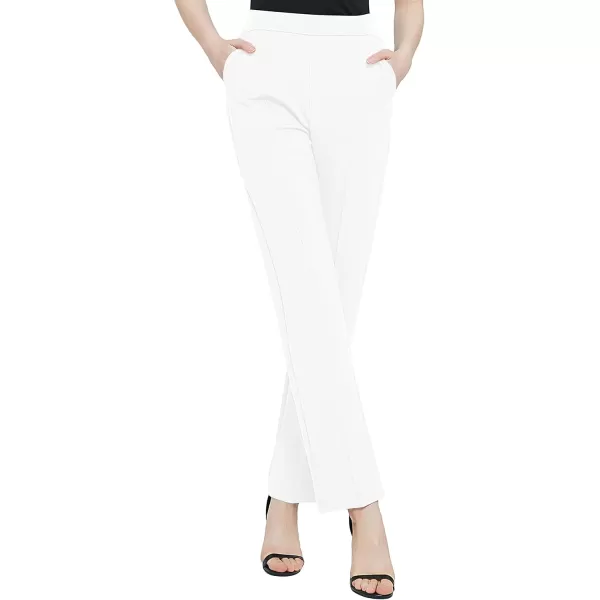 Urban CoCo Womens Yoga Dress Pants Stretchy Casual Slacks Straight Leg Work Pants with PocketsWhite