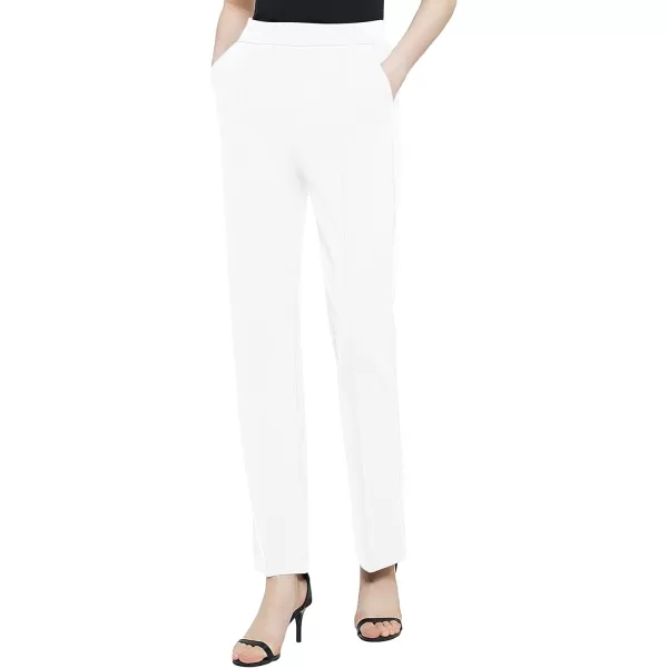Urban CoCo Womens Yoga Dress Pants Stretchy Casual Slacks Straight Leg Work Pants with PocketsWhite