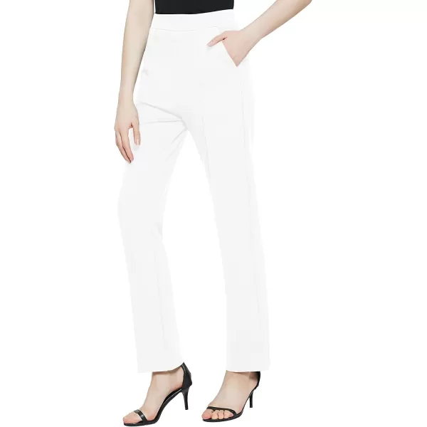 Urban CoCo Womens Yoga Dress Pants Stretchy Casual Slacks Straight Leg Work Pants with PocketsWhite