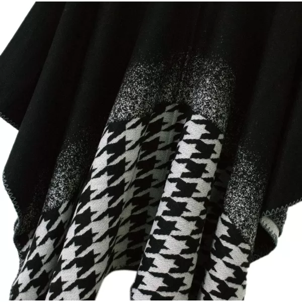 Womens Vintage Pattern Open Front Poncho Cape Shawl Winter Shawl WrapsSeries 10black