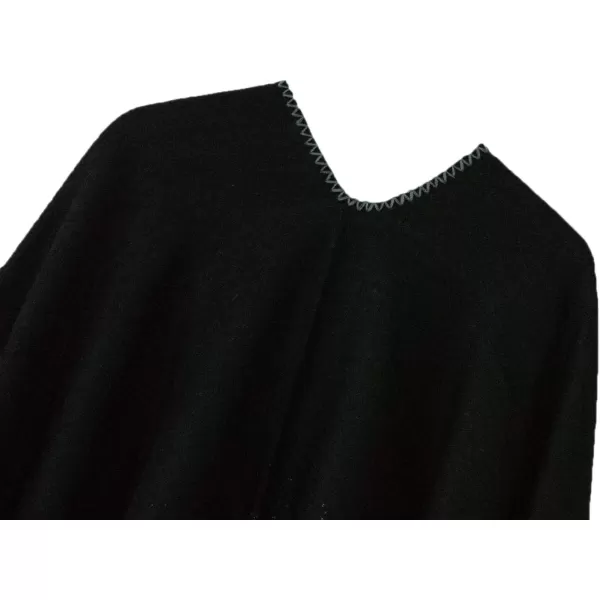 Womens Vintage Pattern Open Front Poncho Cape Shawl Winter Shawl WrapsSeries 10black