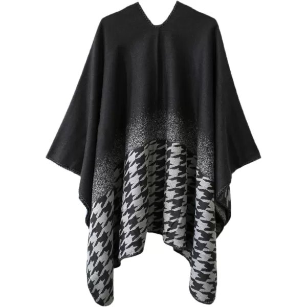 Womens Vintage Pattern Open Front Poncho Cape Shawl Winter Shawl WrapsSeries 10grey