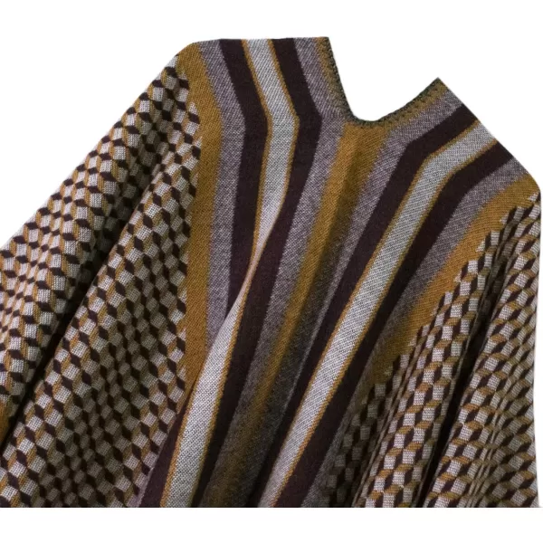 Womens Vintage Pattern Open Front Poncho Cape Shawl Winter Shawl WrapsSeries 11camel