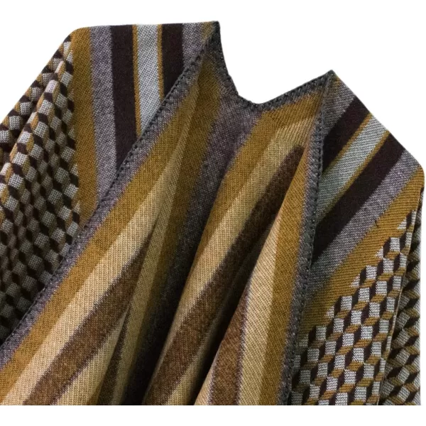 Womens Vintage Pattern Open Front Poncho Cape Shawl Winter Shawl WrapsSeries 11camel