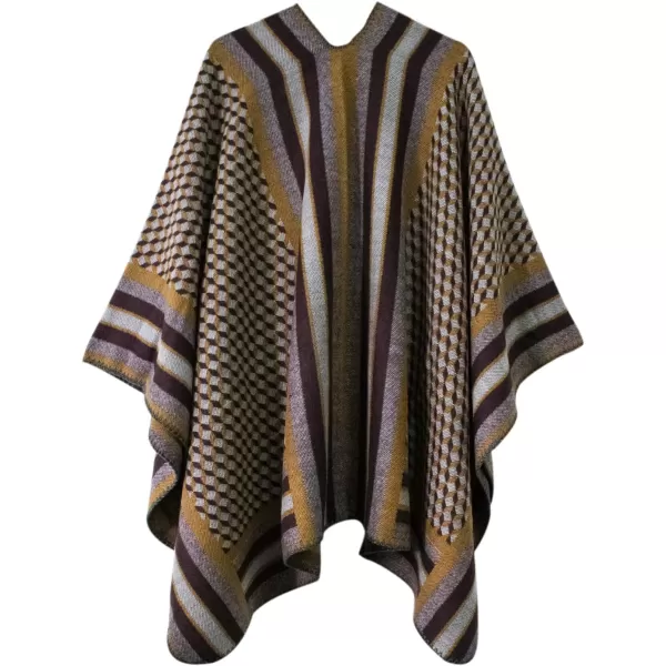 Womens Vintage Pattern Open Front Poncho Cape Shawl Winter Shawl WrapsSeries 11camel