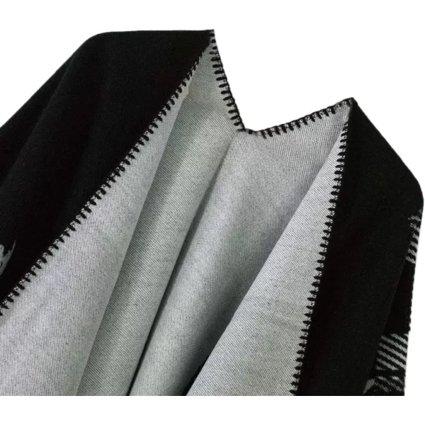 Womens Vintage Pattern Open Front Poncho Cape Shawl Winter Shawl WrapsSeries 12black
