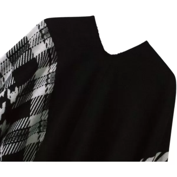 Womens Vintage Pattern Open Front Poncho Cape Shawl Winter Shawl WrapsSeries 12black