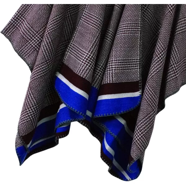 Womens Vintage Pattern Open Front Poncho Cape Shawl Winter Shawl WrapsSeries 13blue