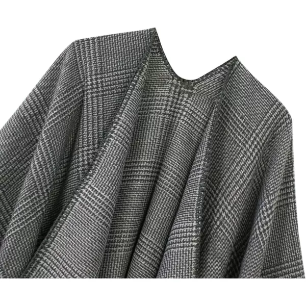 Womens Vintage Pattern Open Front Poncho Cape Shawl Winter Shawl WrapsSeries 13grey