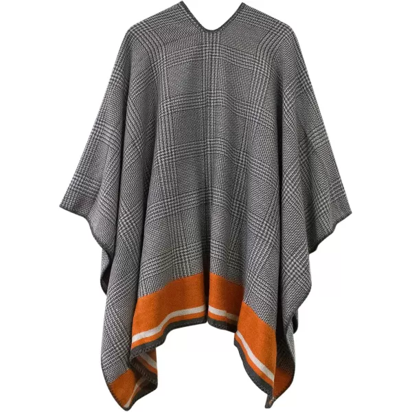 Womens Vintage Pattern Open Front Poncho Cape Shawl Winter Shawl WrapsSeries 13grey