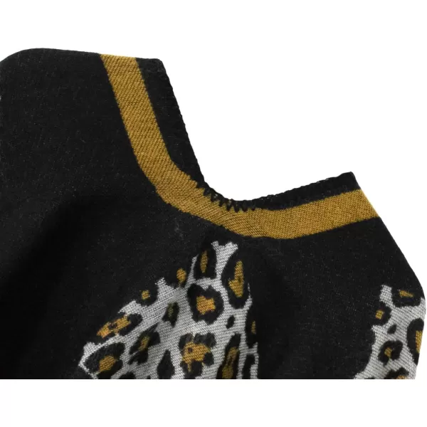 Womens Vintage Pattern Open Front Poncho Cape Shawl Winter Shawl WrapsSeries 14black