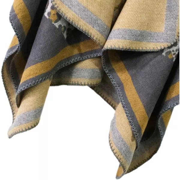 Womens Vintage Pattern Open Front Poncho Cape Shawl Winter Shawl WrapsSeries 14grey