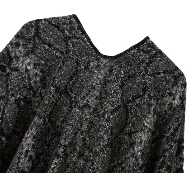 Womens Vintage Pattern Open Front Poncho Cape Shawl Winter Shawl WrapsSeries 15black