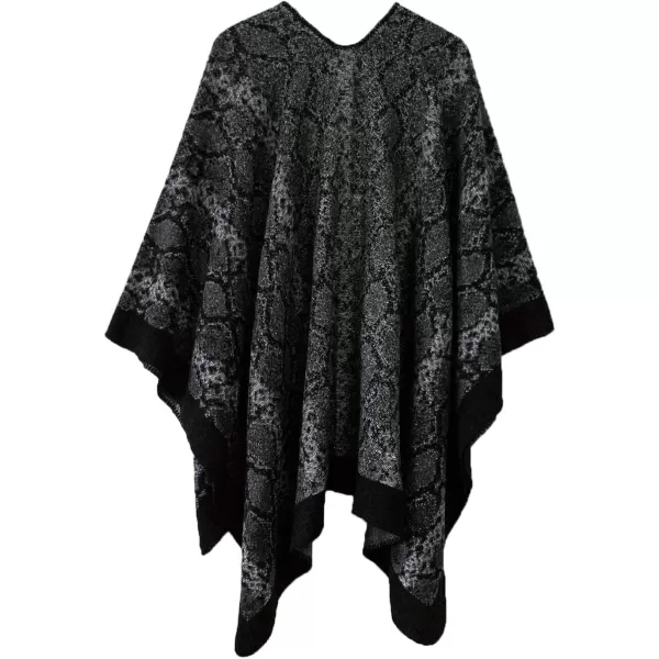 Womens Vintage Pattern Open Front Poncho Cape Shawl Winter Shawl WrapsSeries 15black
