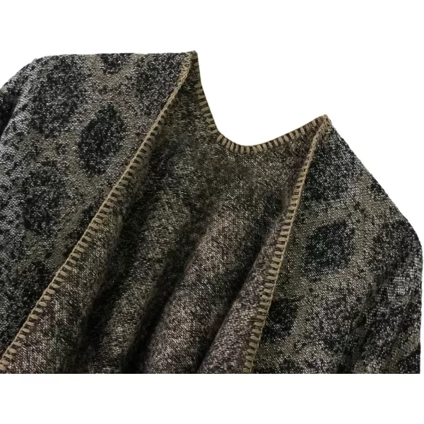 Womens Vintage Pattern Open Front Poncho Cape Shawl Winter Shawl WrapsSeries 15khaki