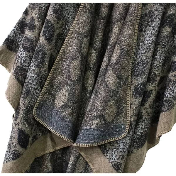 Womens Vintage Pattern Open Front Poncho Cape Shawl Winter Shawl WrapsSeries 15khaki