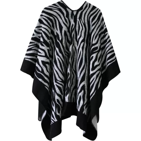 Womens Vintage Pattern Open Front Poncho Cape Shawl Winter Shawl WrapsSeries 16black