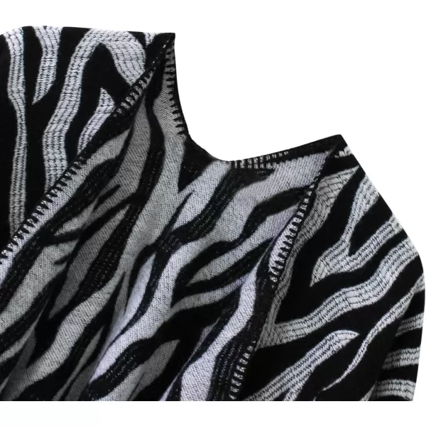 Womens Vintage Pattern Open Front Poncho Cape Shawl Winter Shawl WrapsSeries 16black