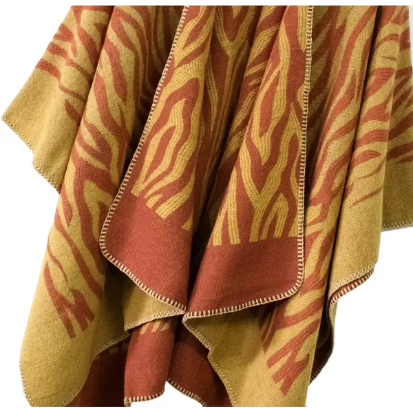 Womens Vintage Pattern Open Front Poncho Cape Shawl Winter Shawl WrapsSeries 16yellow