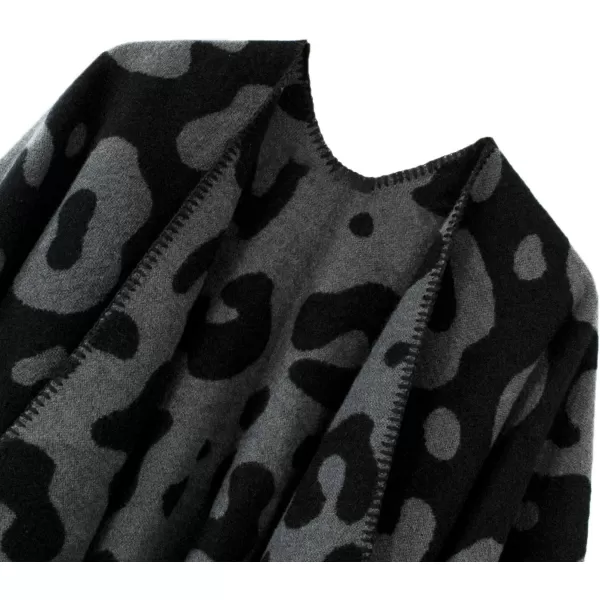 Womens Vintage Pattern Open Front Poncho Cape Shawl Winter Shawl WrapsSeries 17black