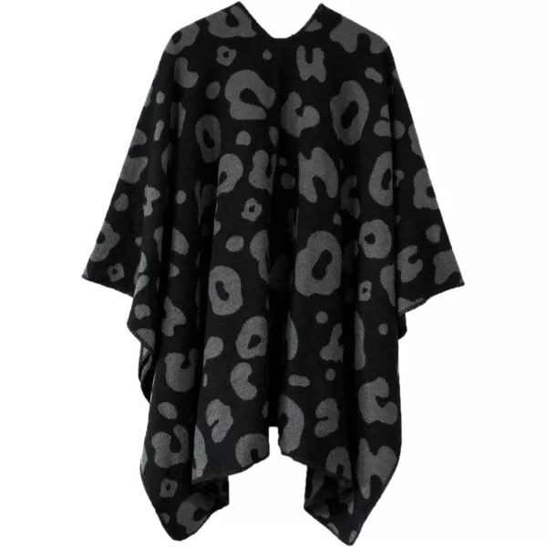 Womens Vintage Pattern Open Front Poncho Cape Shawl Winter Shawl WrapsSeries 17black