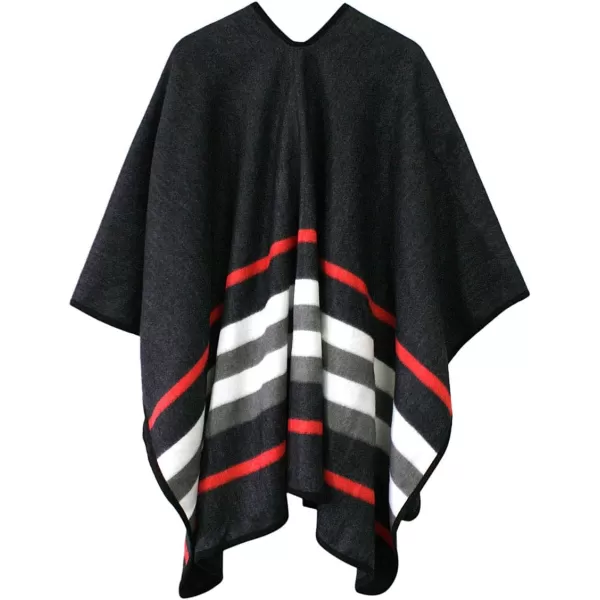 Womens Vintage Pattern Open Front Poncho Cape Shawl Winter Shawl WrapsSeries 19black