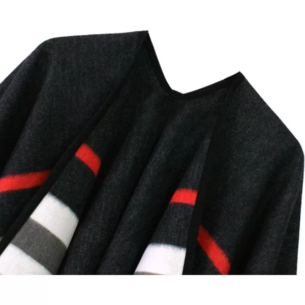 Womens Vintage Pattern Open Front Poncho Cape Shawl Winter Shawl WrapsSeries 19black