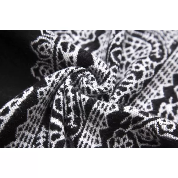 Womens Vintage Pattern Open Front Poncho Cape Shawl Winter Shawl WrapsSeries 1black
