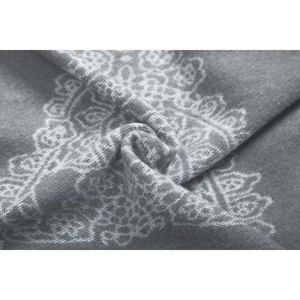 Womens Vintage Pattern Open Front Poncho Cape Shawl Winter Shawl WrapsSeries 1grey