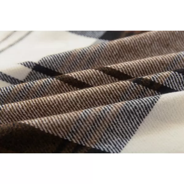 Womens Vintage Plaid Knitted Tassel Poncho Shawl Cape Button CardiganSeries 2 Camel