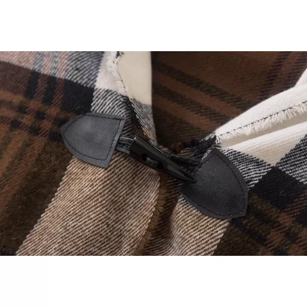Womens Vintage Plaid Knitted Tassel Poncho Shawl Cape Button CardiganSeries 2 Camel