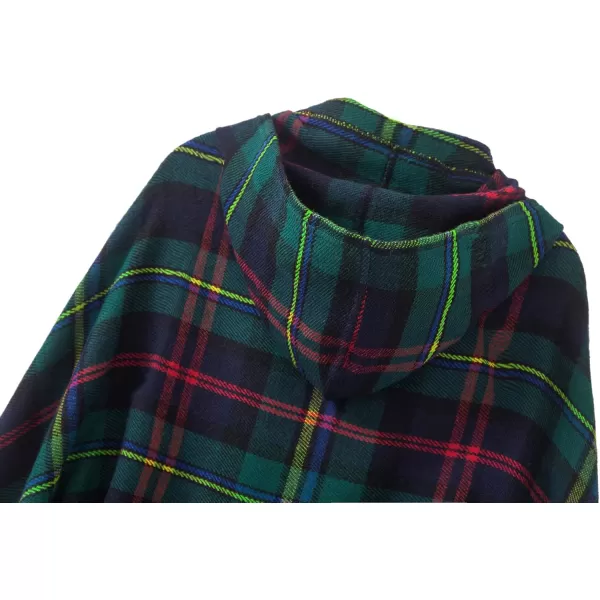 Womens Vintage Plaid Knitted Tassel Poncho Shawl Cape Button CardiganSeries 2 Green