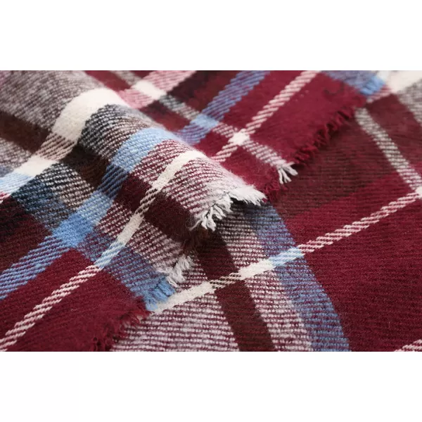Womens Vintage Plaid Knitted Tassel Poncho Shawl Cape Button CardiganSeries 2 Maroon