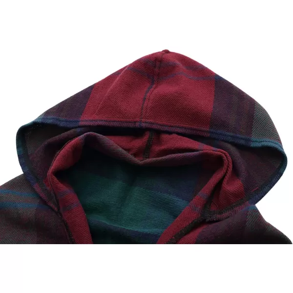 Womens Vintage Plaid Knitted Tassel Poncho Shawl Cape Button CardiganSeries 2 Wine Red