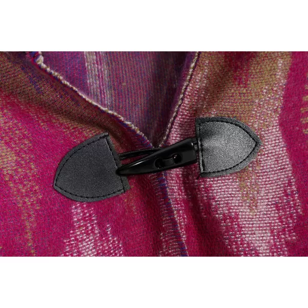 Womens Vintage Plaid Knitted Tassel Poncho Shawl Cape Button CardiganSeries 4 Purple