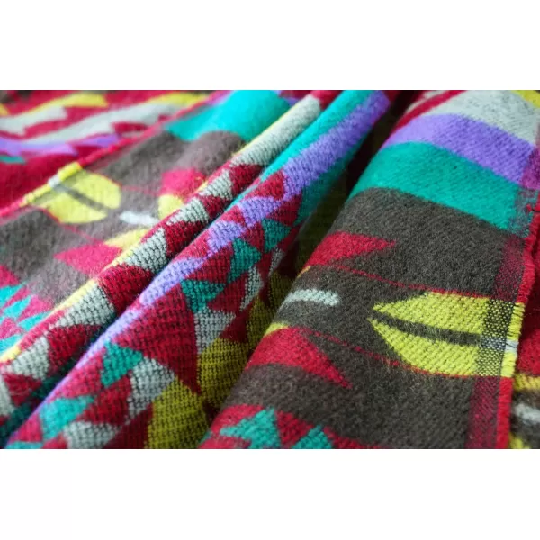 Womens Vintage Plaid Knitted Tassel Poncho Shawl Cape Button CardiganSeries 4 Red