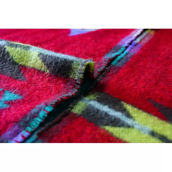 Womens Vintage Plaid Knitted Tassel Poncho Shawl Cape Button CardiganSeries 4 Red