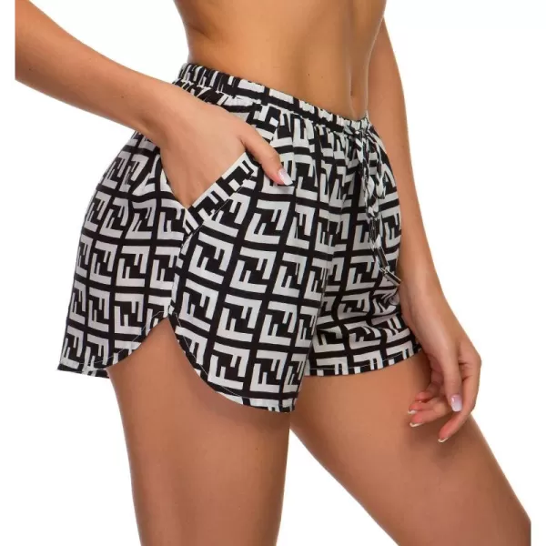 Urban CoCo Womens Casual Summer Elastic Waist Boho Print Shorts Patterned Short Pants with Pockets L 14