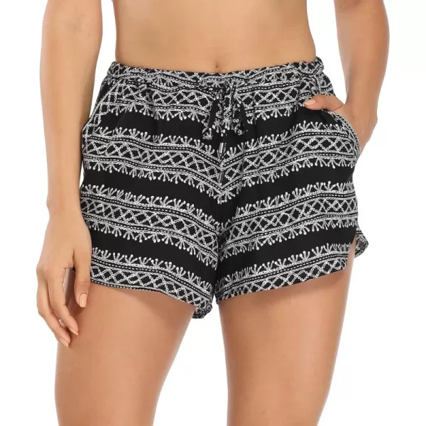 Urban CoCo Womens Casual Summer Elastic Waist Boho Print Shorts Patterned Short Pants with Pockets L 17