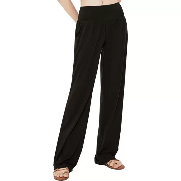 Urban CoCo Womens Comfy Yoga Pants Casual Wide Leg Sweatpants High Waist Stretch Trousers with PocketsCoffee