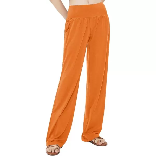 Urban CoCo Womens Comfy Yoga Pants Casual Wide Leg Sweatpants High Waist Stretch Trousers with PocketsOrange