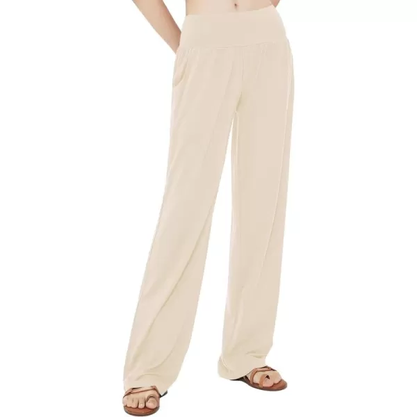 Urban CoCo Womens Comfy Yoga Pants Casual Wide Leg Sweatpants High Waist Stretch Trousers with PocketsSilver Mink
