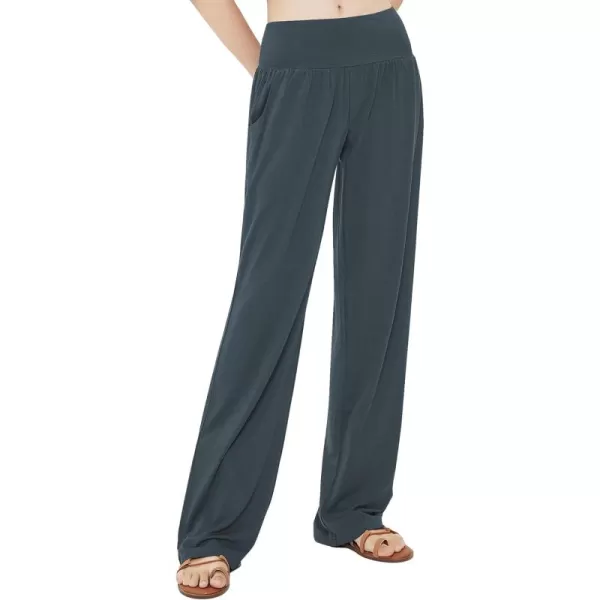Urban CoCo Womens Comfy Yoga Pants Casual Wide Leg Sweatpants High Waist Stretch Trousers with PocketsSlate