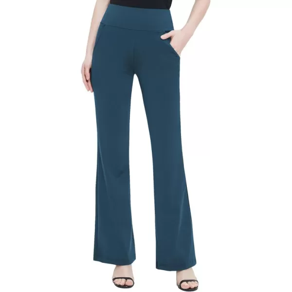 Urban CoCo Womens High Waist Stretchy Bootcut Yoga Pants Casual Flare Leggings Workout Bootleg PantsIndigo Blue
