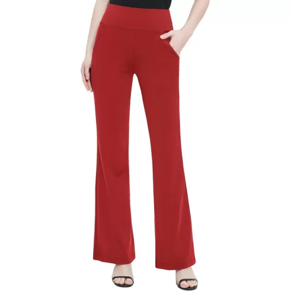 Urban CoCo Womens High Waist Stretchy Bootcut Yoga Pants Casual Flare Leggings Workout Bootleg PantsRed